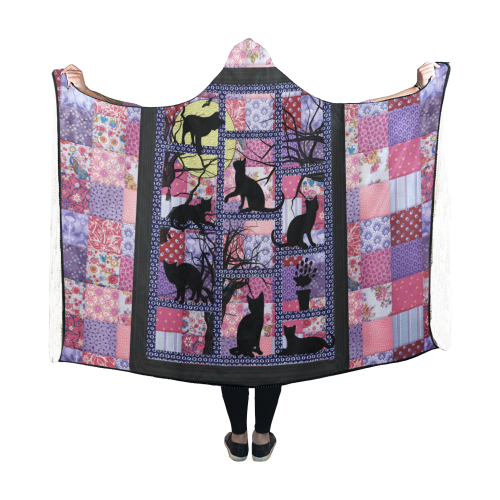 Cats in the Night Hooded Blanket 60''x50''