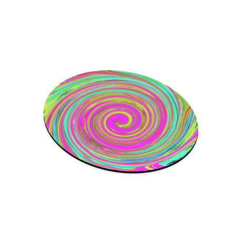 Groovy Abstract Pink Swirl Round Mousepad