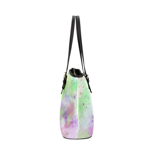 KEEP ON DREAMING - lilac and green Leather Tote Bag/Small (Model 1651)