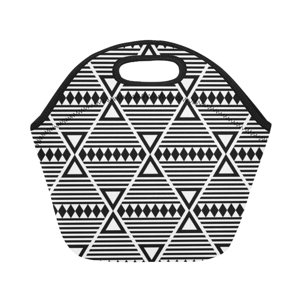 Black Aztec Tribal Neoprene Lunch Bag/Small (Model 1669)