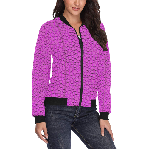 LEATHER TEXTURE 5 All Over Print Bomber Jacket for Women (Model H36)