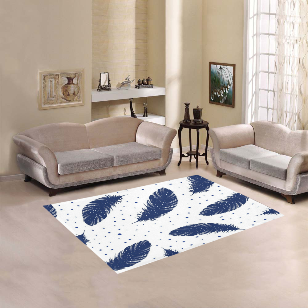 Blue Feathers Area Rug 5'3''x4'