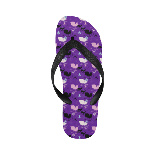 snow sleigh deer purple Flip Flops for Men/Women (Model 040)
