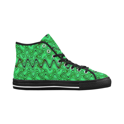 Green and Black Waves pattern design Vancouver H Men's Canvas Shoes/Large (1013-1)