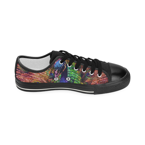 Impressionist Peacock Women's Classic Canvas Shoes (Model 018)