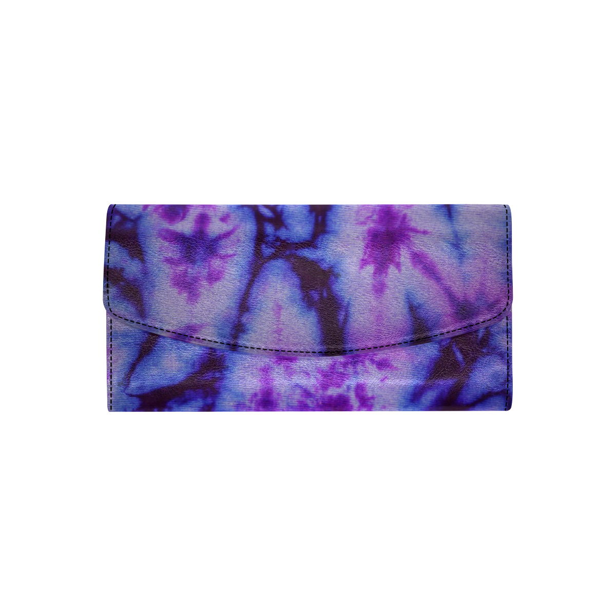 tie dye purple and blue Women's Flap Wallet (Model 1707)