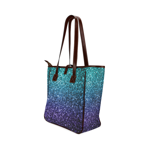 Beautiful Aqua blue Ombre glitter sparkles Classic Tote Bag (Model 1644)