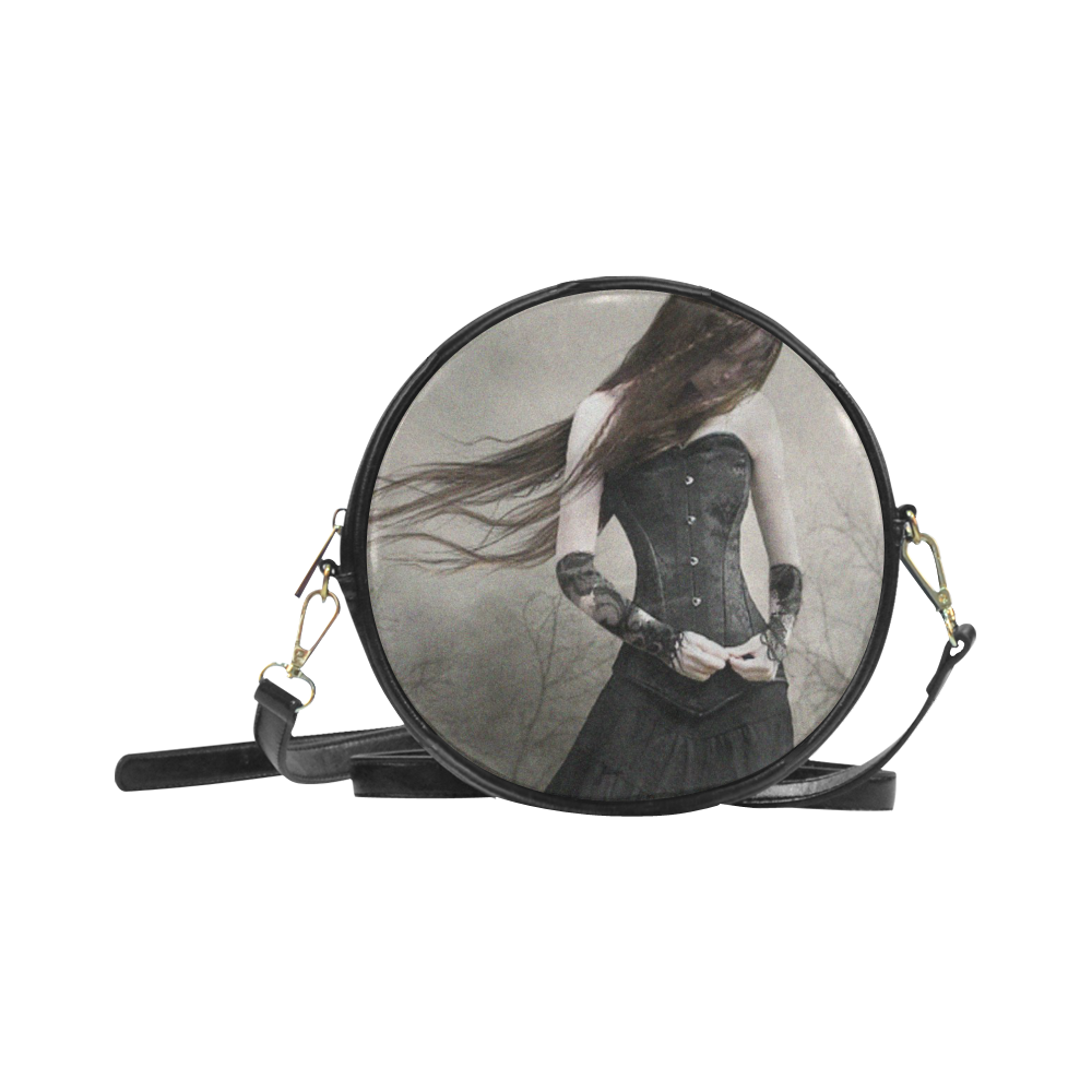 Gothic Dead Girl - Gothic Underground Leather Darkstar Round Sling Bag (Model 1647)