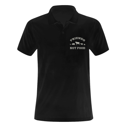 Friends Not Food (Go Vegan) Men's Polo Shirt (Model T24)