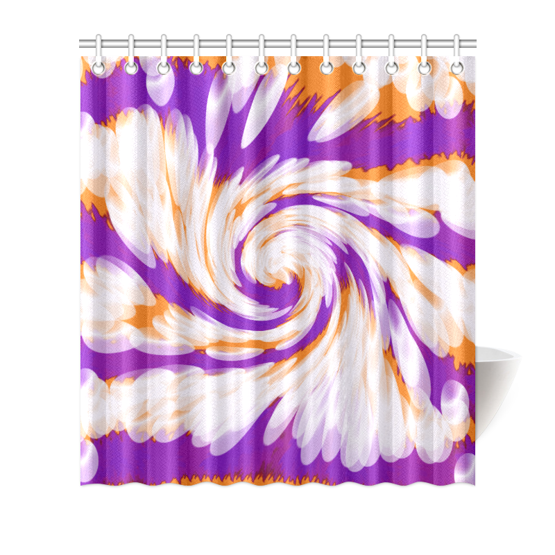 Purple Orange Tie Dye Swirl Abstract Shower Curtain 66"x72"