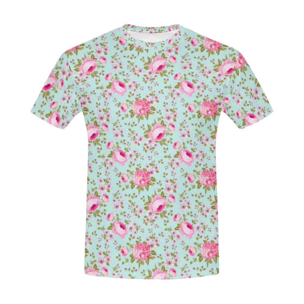 Peony Pattern All Over Print T-Shirt for Men (USA Size) (Model T40)