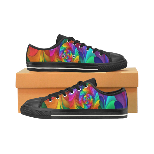 RAINBOW CANDY SWIRL Low Top Canvas Shoes for Kid (Model 018)