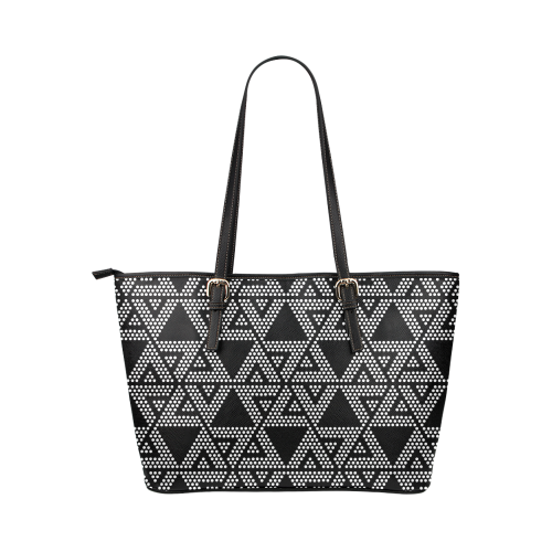 Polka Dots Party Leather Tote Bag/Small (Model 1651)