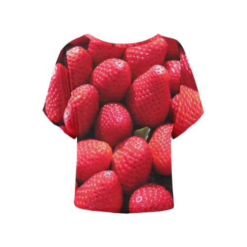 STRAWBERRIES Women's Batwing-Sleeved Blouse T shirt (Model T44)