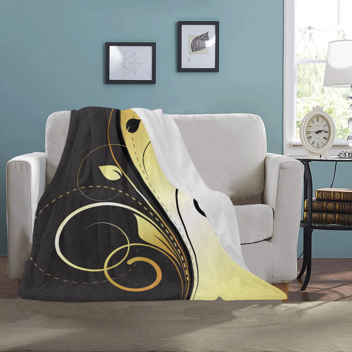 Flourish Swirls Golden Ultra-Soft Micro Fleece Blanket 40"x50"