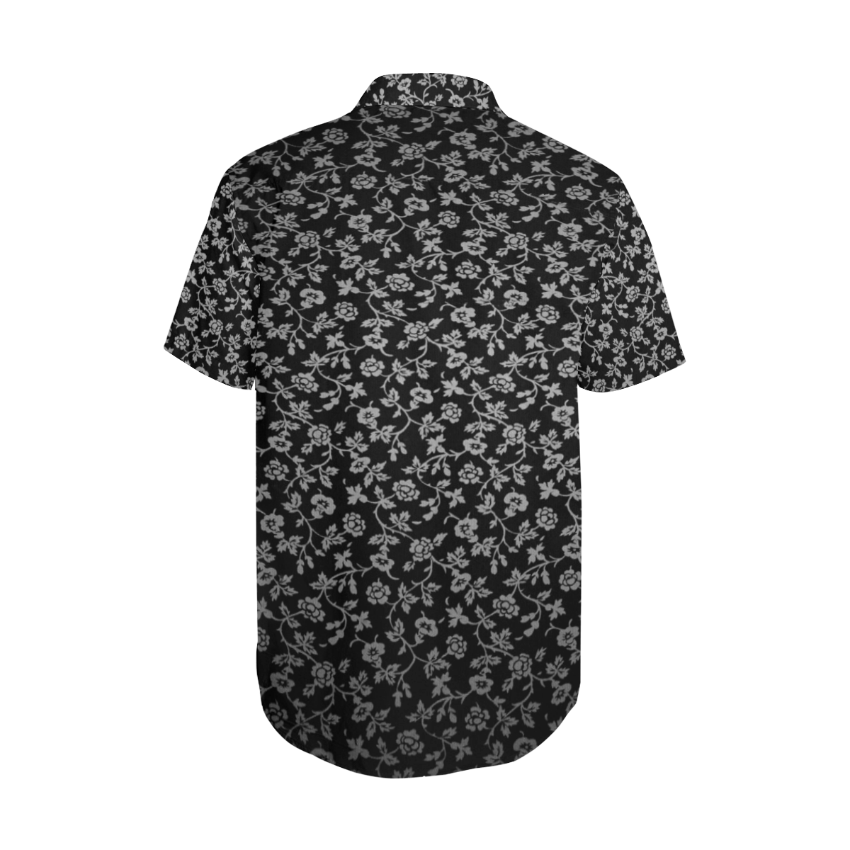 Gothic Underground Dark Ivy Satin Dress Shirt Men's Short Sleeve Shirt with Lapel Collar (Model T54)