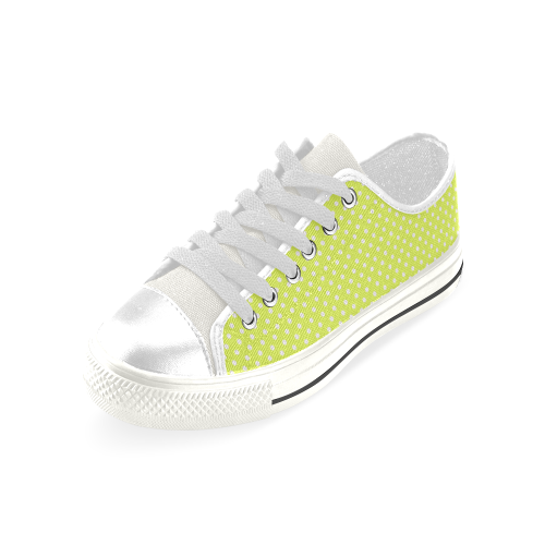 Yellow polka dots Low Top Canvas Shoes for Kid (Model 018)