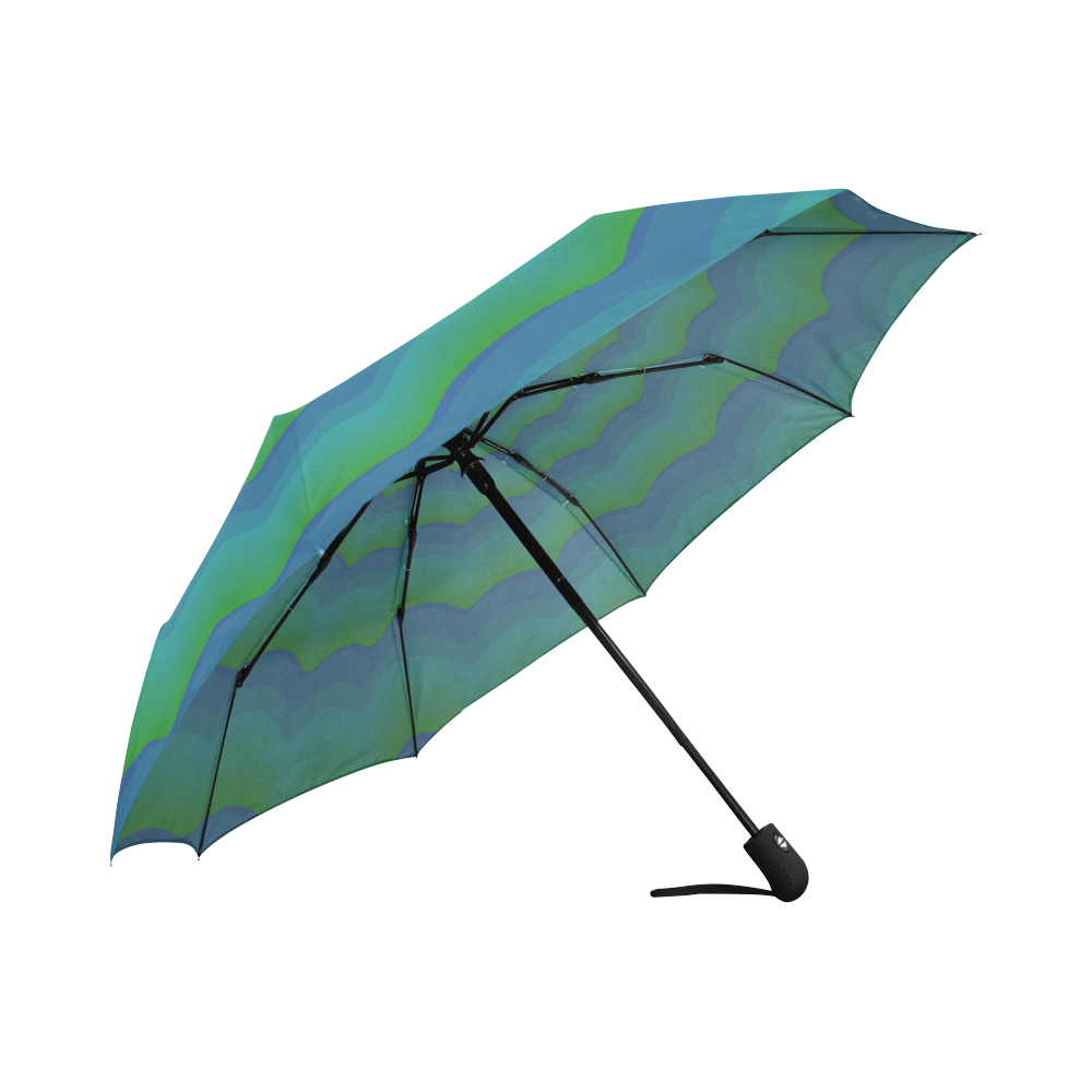 Green blue vortex Auto-Foldable Umbrella (Model U04)