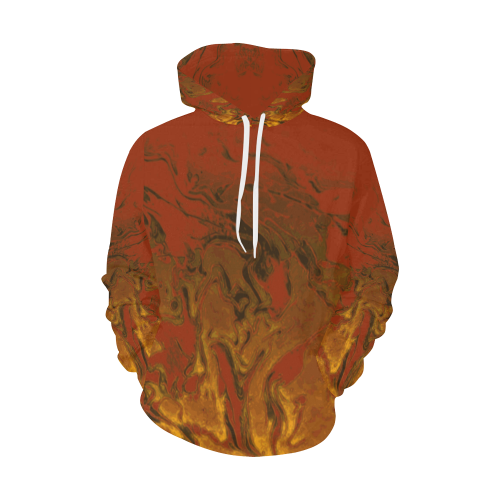 Eternal Fire - gold black red orange gradient swirls diy personalize All Over Print Hoodie for Men/Large Size (USA Size) (Model H13)