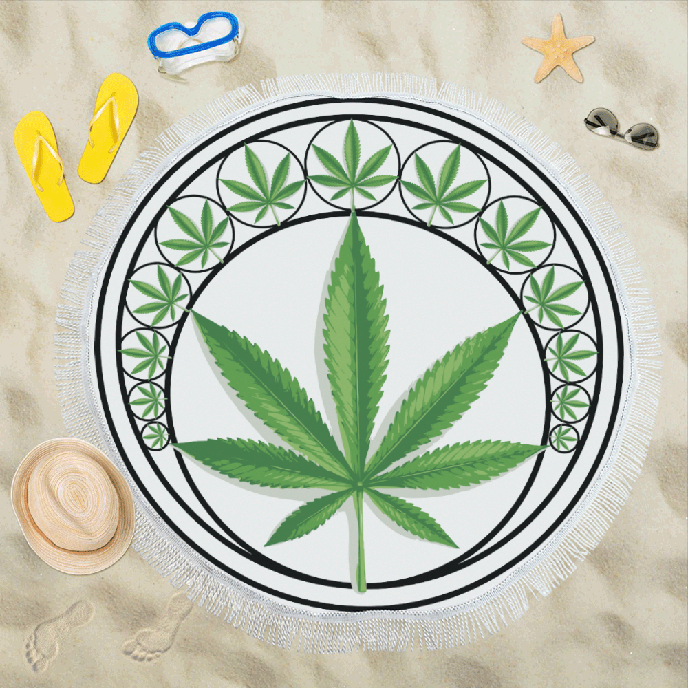 Cannabis Nouveau 2 Circular Beach Shawl 59"x 59"