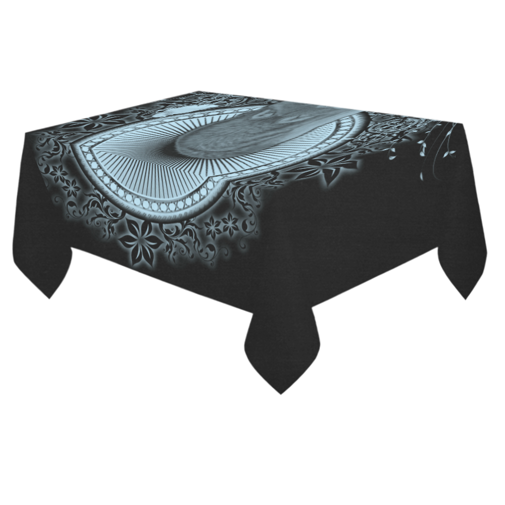 Wolf in black and blue Cotton Linen Tablecloth 60"x 84"