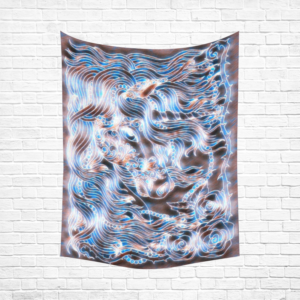 Cosmic Rave Spirit Unicorn Fantasy Blacklight Cotton Linen Wall Tapestry 60"x 80"