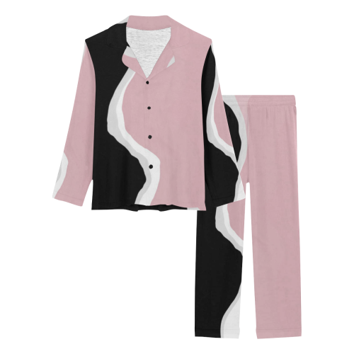 vintage pink black gray Women's Long Pajama Set