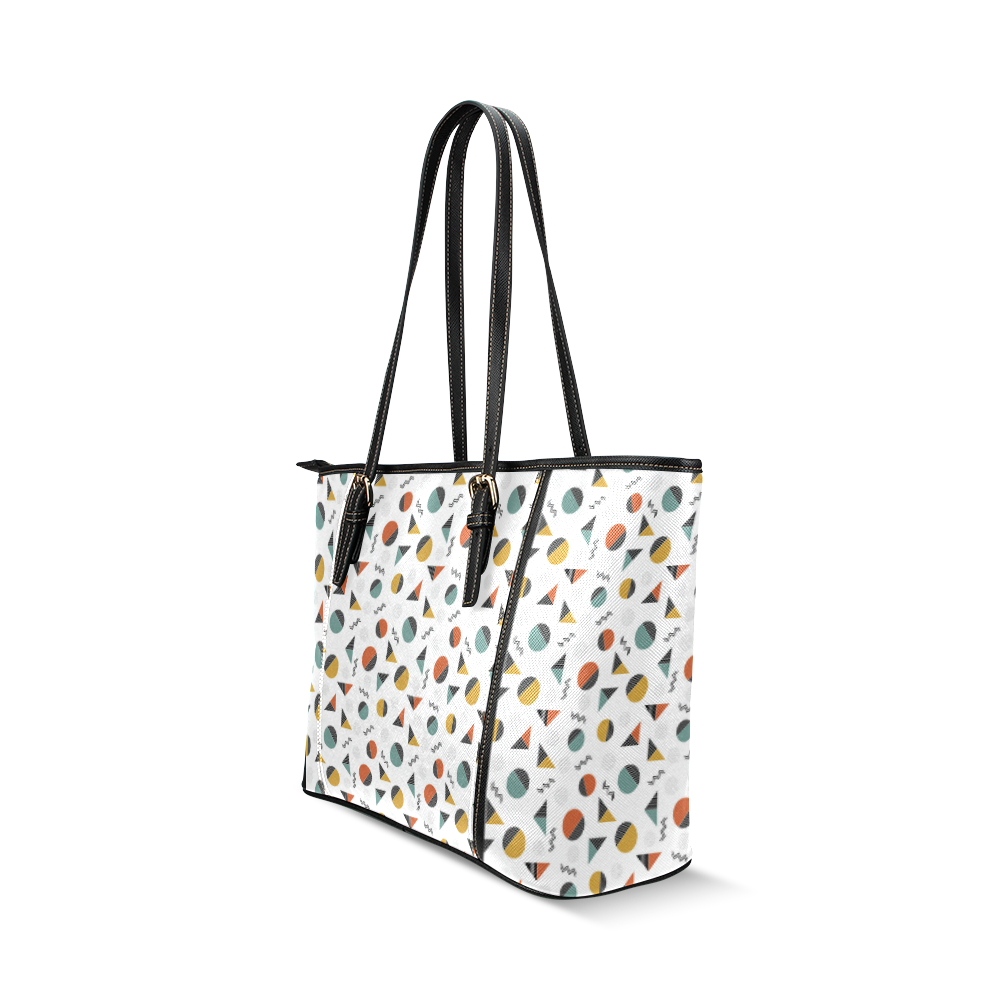 Geo Cutting Shapes Leather Tote Bag/Large (Model 1640)