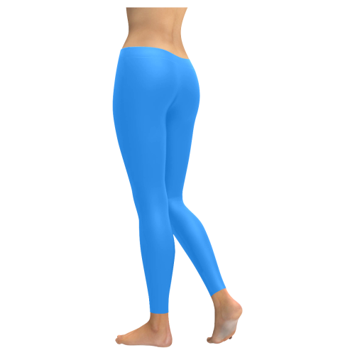 color dodger blue Women's Low Rise Leggings (Invisible Stitch) (Model L05)