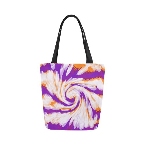 Purple Orange Tie Dye Swirl Abstract Canvas Tote Bag (Model 1657)