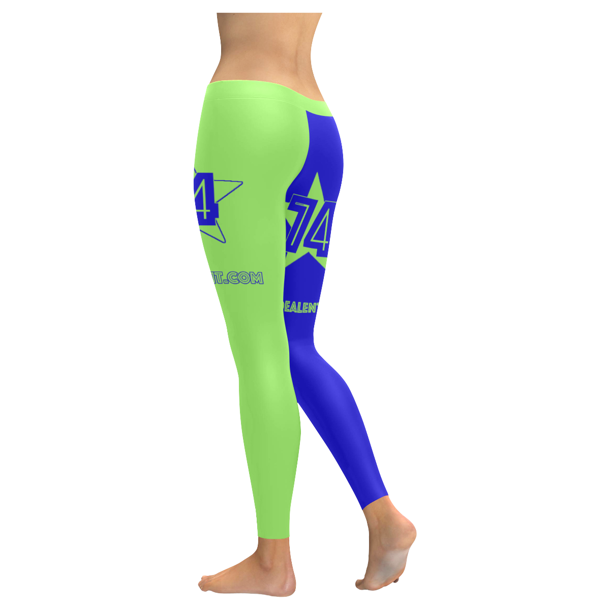 Dundealent 745 star Seahawks Blue/Green Women's Low Rise Leggings (Invisible Stitch) (Model L05)