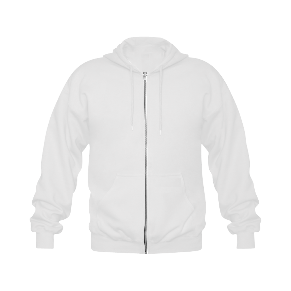 Raven Sugar Skull White Gildan Full Zip Hooded Sweatshirt (Model H02)