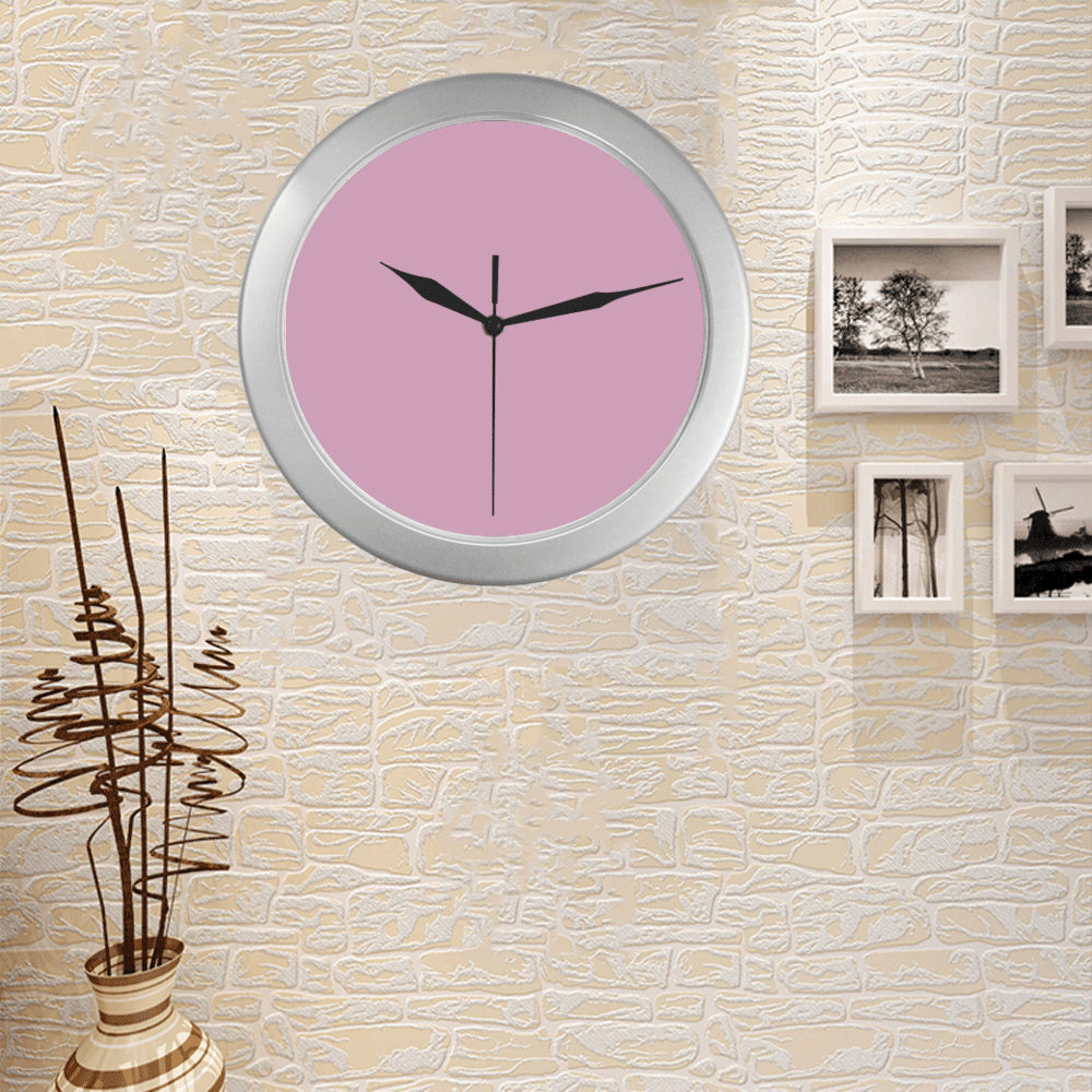 SOFTSHELLPINK Silver Color Wall Clock