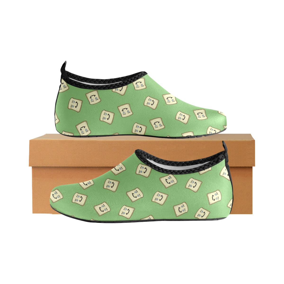 happy toast green Women's Slip-On Water Shoes (Model 056)