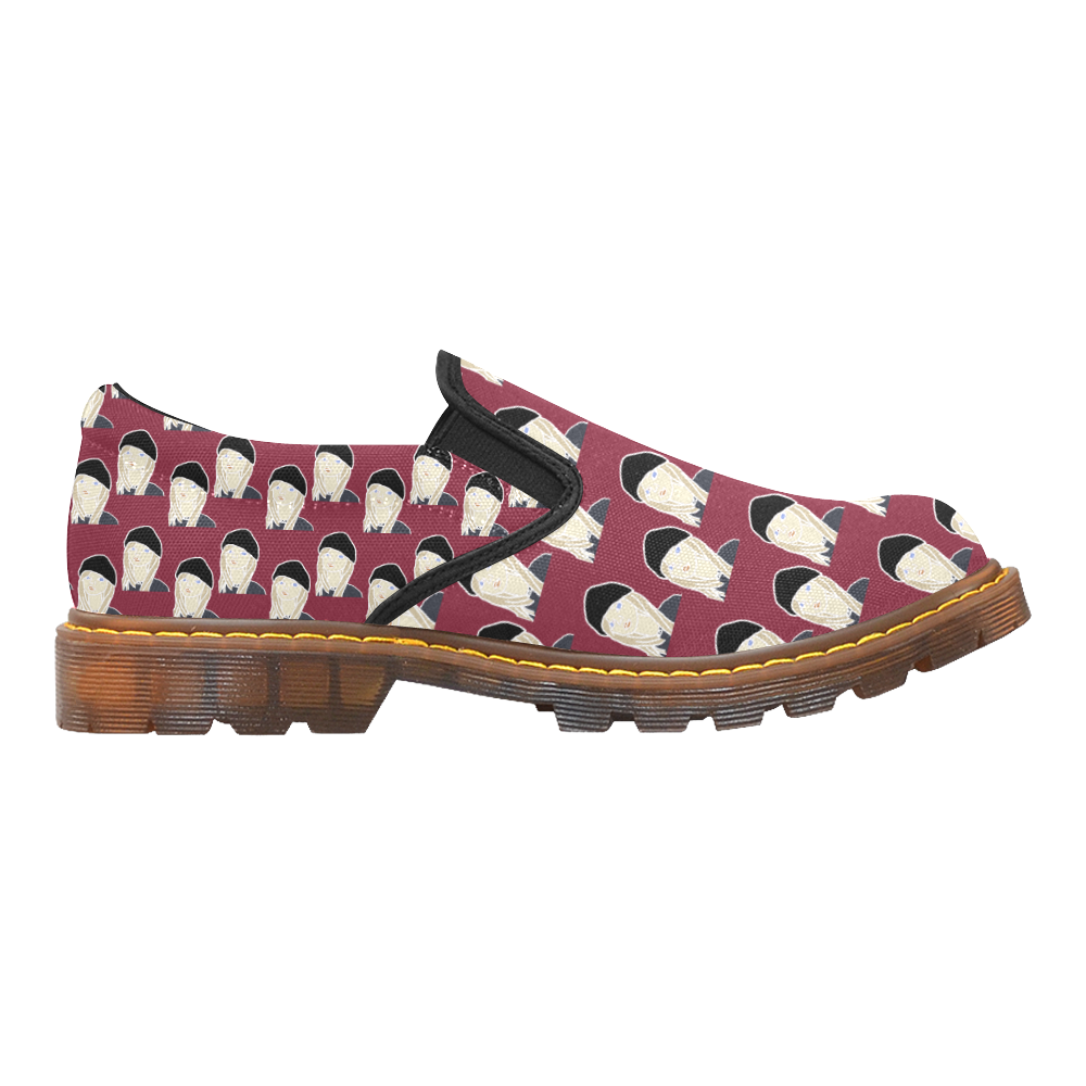 beanie boy pattern red Martin Women's Slip-On Loafer/Large Size (Model 12031)