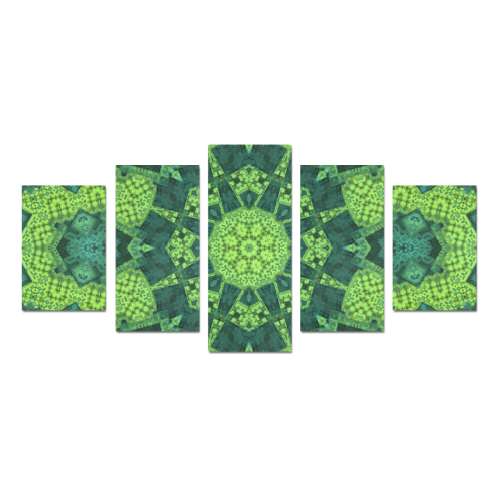Green Theme Mandala Canvas Print Sets D (No Frame)