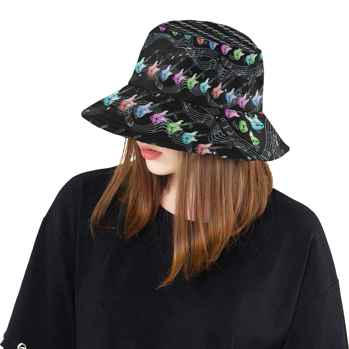 Rock and Roll All Over Print Bucket Hat