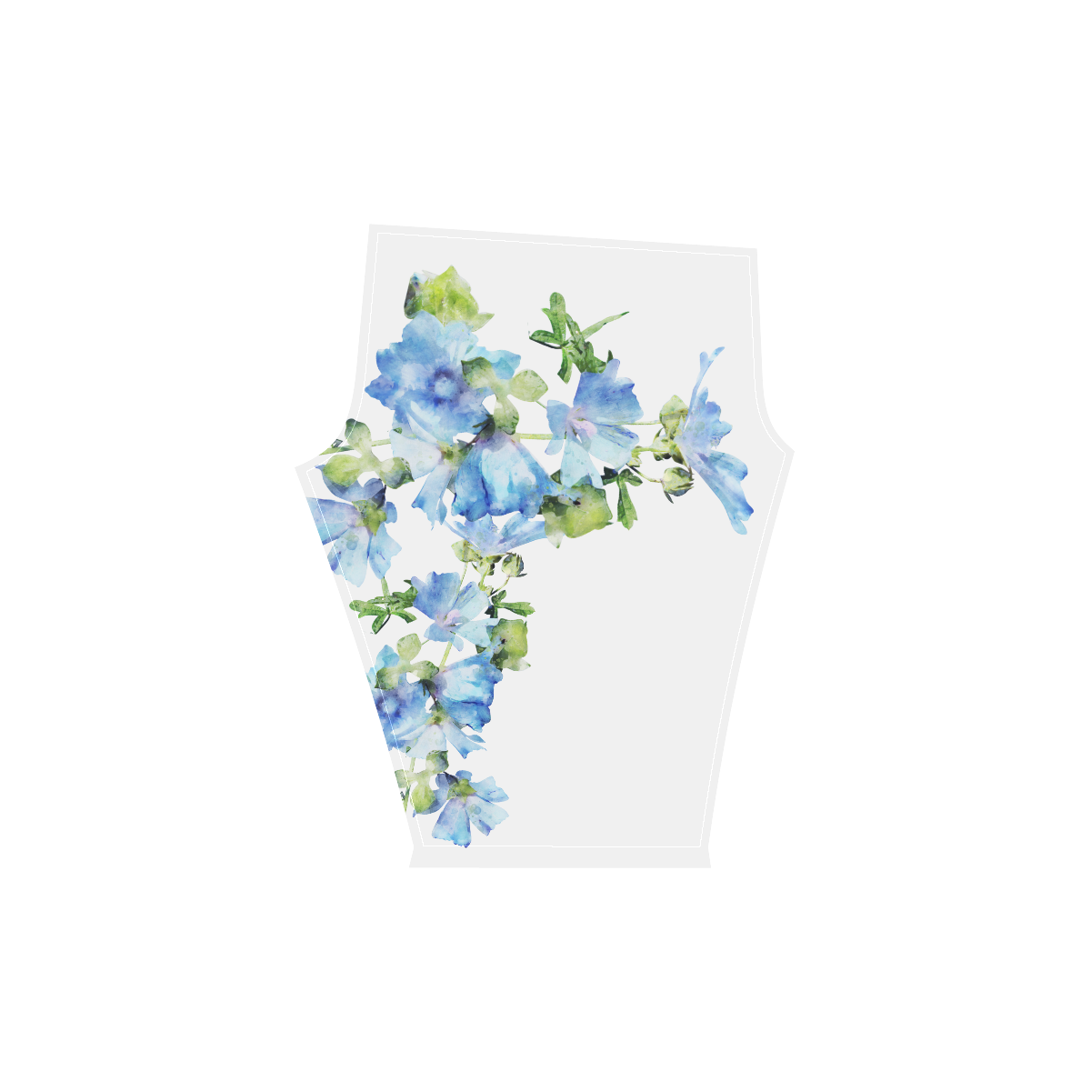 Fairlings Delight's Flowering Blues Bouquets 53086A1 Women's Low Rise Capri Leggings (Invisible Stitch) (Model L08)