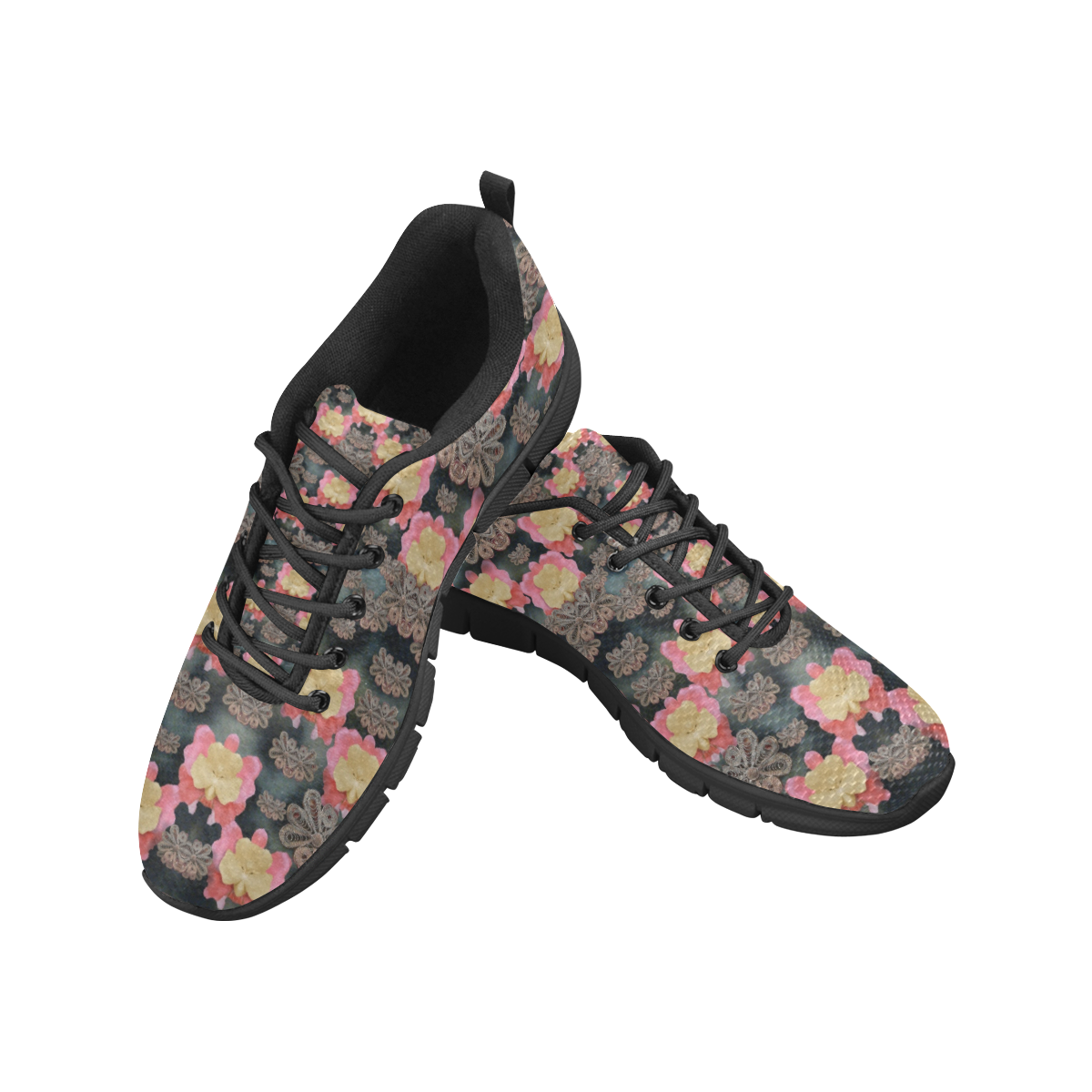 Heavy Metal meets power of the big flower Women's Breathable Running Shoes (Model 055)