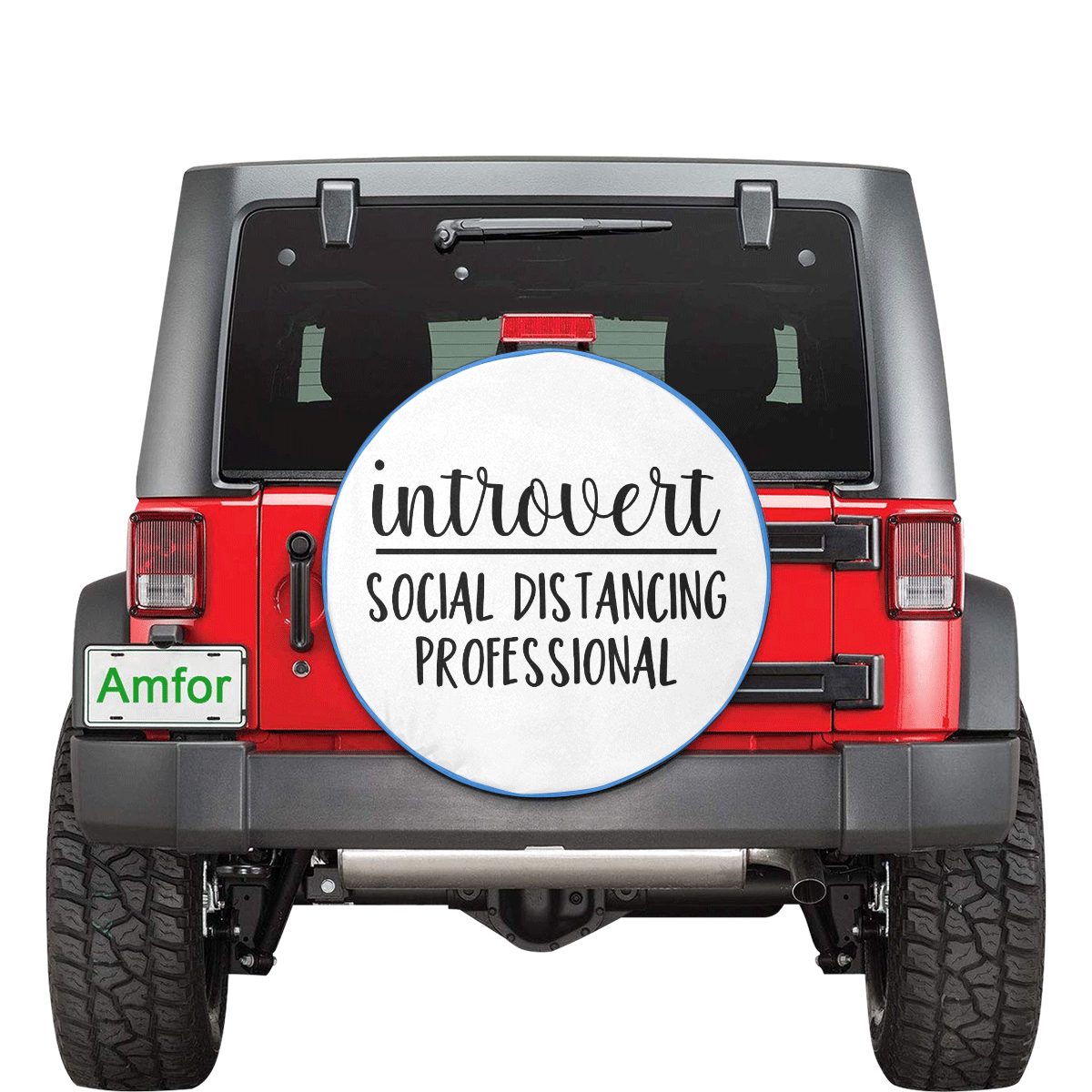 Introvert - Social Distancing Prof - blue 30 Inch Spare Tire Cover