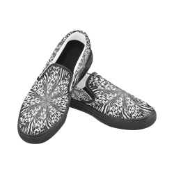 animal print vortex in black trim Slip-on Canvas Shoes for Men/Large Size (Model 019)