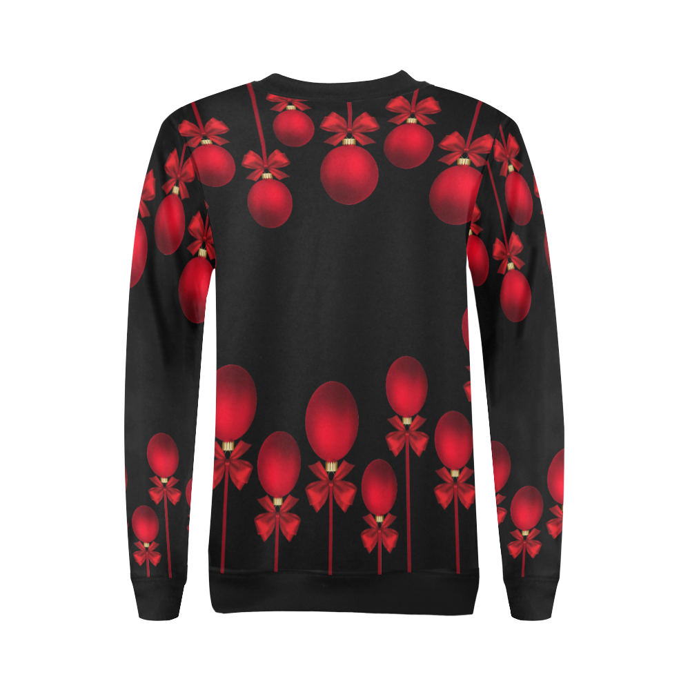 Red Christmas Ornaments with Bows All Over Print Crewneck Sweatshirt for Women (Model H18)