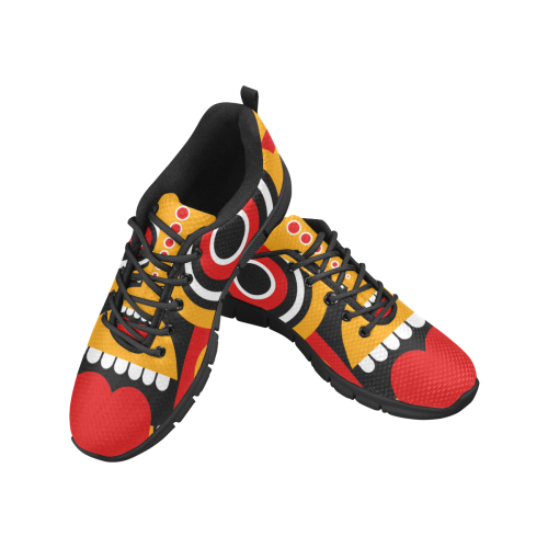 Red Yellow Tiki Tribal Women's Breathable Running Shoes/Large (Model 055)