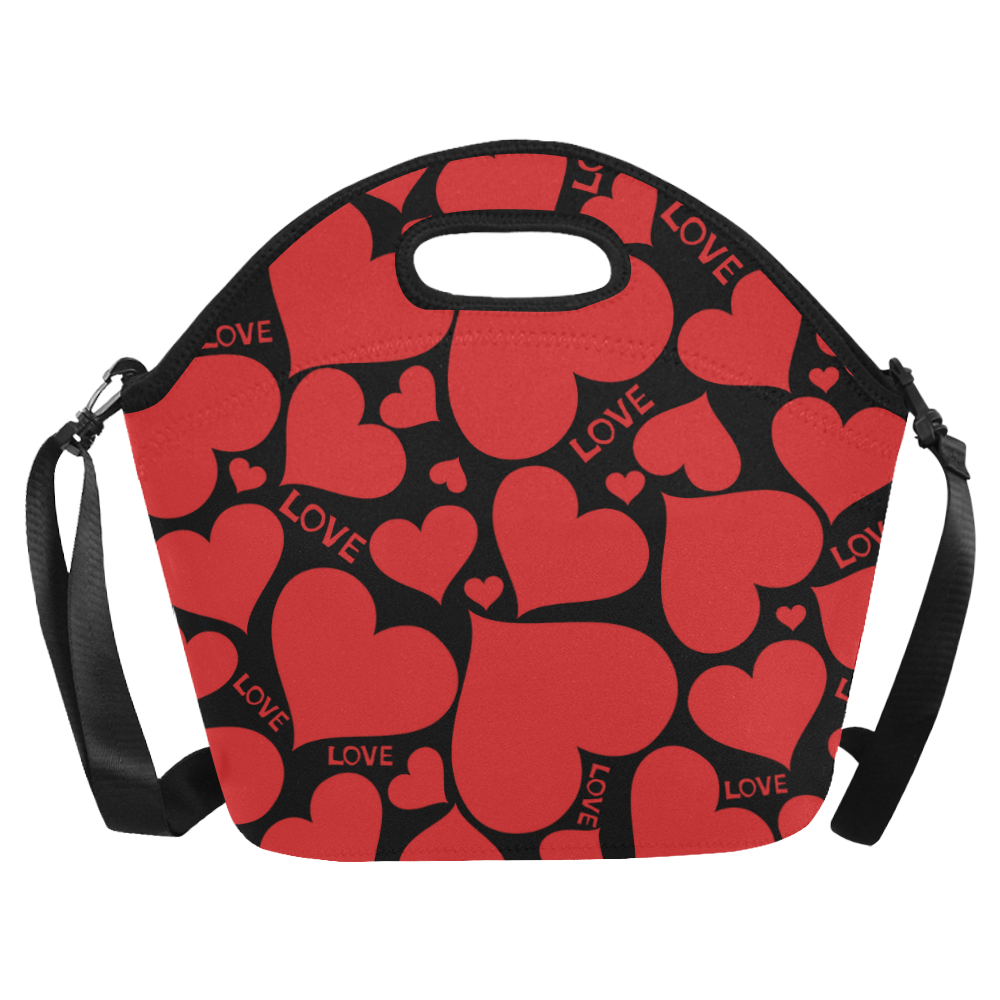 Love Red Hearts Neoprene Lunch Bag/Large (Model 1669)