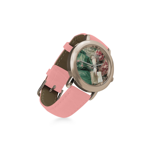 GIRL WITH BOOK Women's Rose Gold Leather Strap Watch(Model 201)