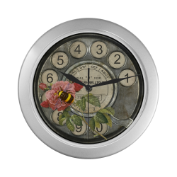 The Bee and the Rose Silver Color Wall Clock