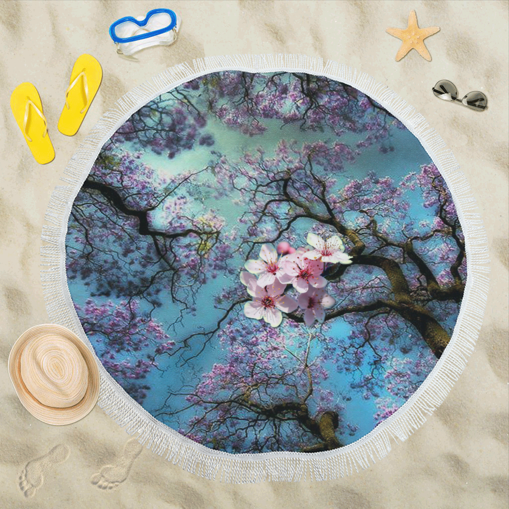 Cherry blossomL Circular Beach Shawl 59"x 59"