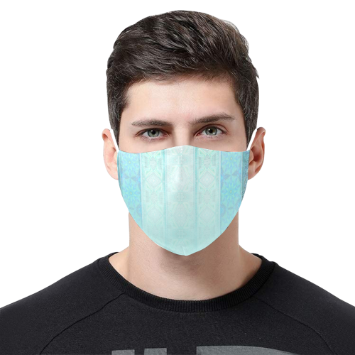 teal design 3D Mouth Mask with Drawstring (2 Filters Included) (Model M04) (Non-medical Products)