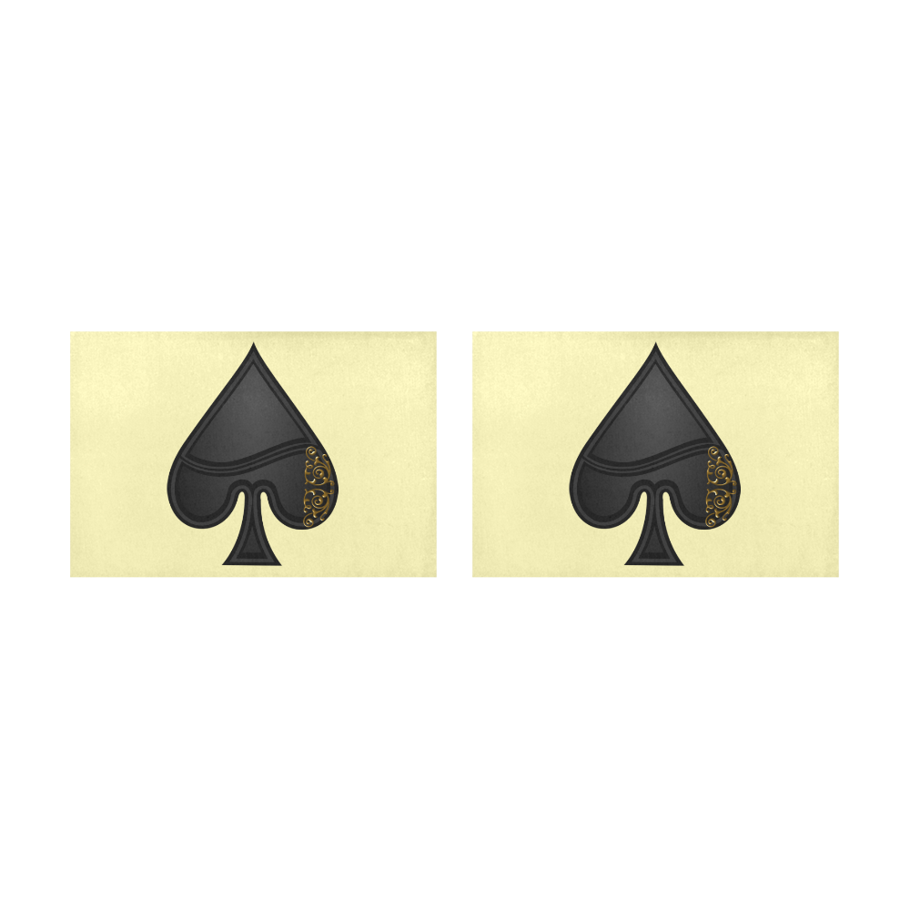 Spade Symbol Las Vegas Playing Card Shape on Yellow Placemat 12’’ x 18’’ (Set of 2)