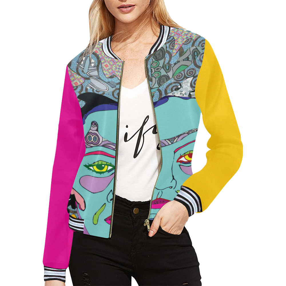 abstract All Over Print Bomber Jacket for Women (Model H21)
